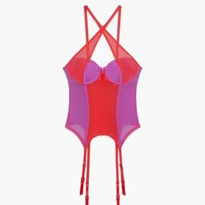 [M]Savage X I DARE HUE MESH BUSTIER Red and Purple NWOT